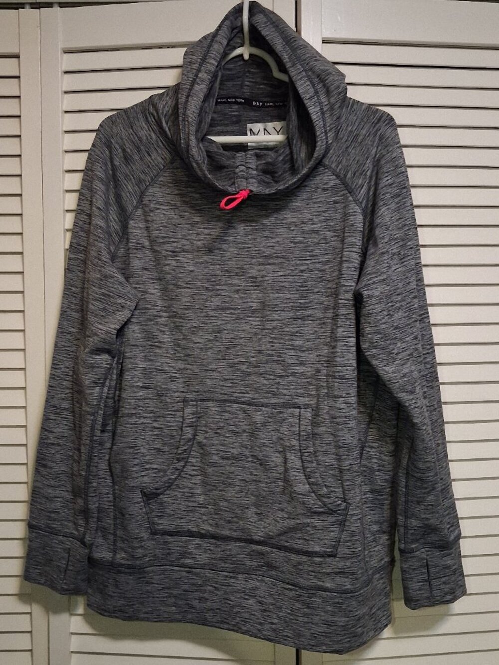 Marc New York Warm Activewear Funnel Neck Hoodie. Gray & Black. Size XL.